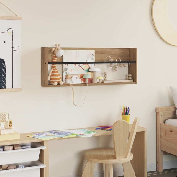 vidaXL Raft pentru reviste cu raft Stejar Artizanal 80 x 12 x 30 cm