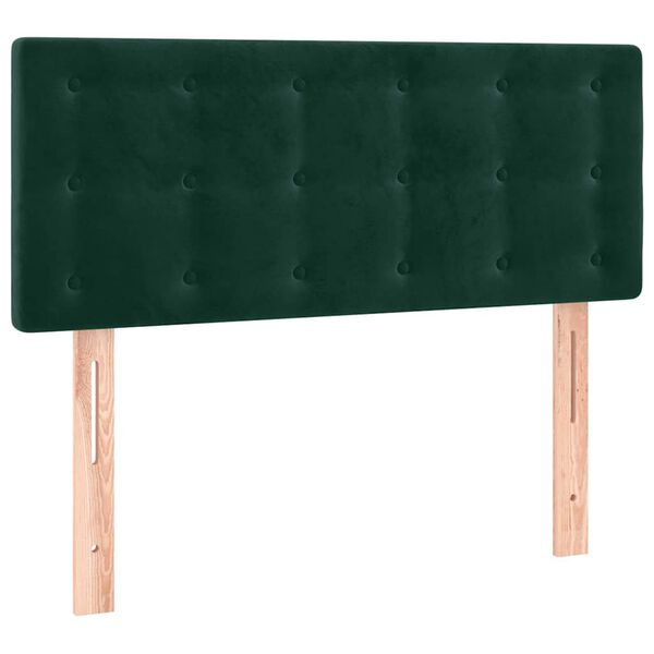 vidaXL Tăblie de pat cu LED, verde &icirc;nchis, 80x5x78/88 cm, catifea