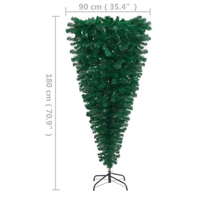 vidaXL Brad de Crăciun artificial pre-iluminat inversat, verde, 180 cm