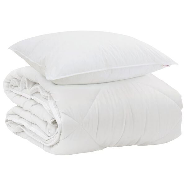 vidaXL Duvet pentru Toate Sezoanele cu pernă 2 pcs Alb Microfibră