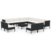 vidaXL Set mobilier de grădină cu perne, 14 piese, negru, poliratan
