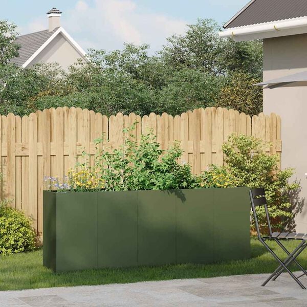 vidaXL Jardinieră verde măsline 200x40x80 cm oțel laminat la rece
