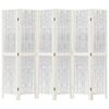 vidaXL Paravan cameră 6 panouri, alb, lemn masiv paulownia