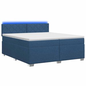 vidaXL Pat box spring cu saltea și LED albastru 200 x 200 cm Țesătură