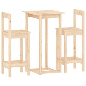 vidaXL Set mobilier de bar, 3 piese, lemn masiv de pin