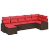 vidaXL Set de canapele pentru grădină cu pernă 7 pcs Maro Rattan poli