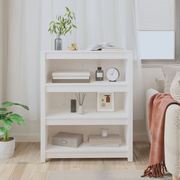vidaXL Bibliotecă, alb, 80x35x97 cm, lemn masiv de pin