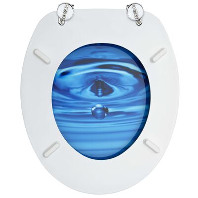 vidaXL Scaune WC cu capac, 2 buc., albastru, MDF, model strop de apă