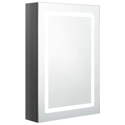vidaXL Dulap de baie cu oglindă și LED, gri strălucitor, 50x13x70 cm