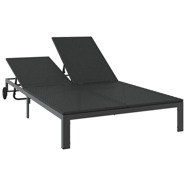 vidaXL Șezlong 1-persoană Negru 206 x 62.5 x 74 cm poliratan