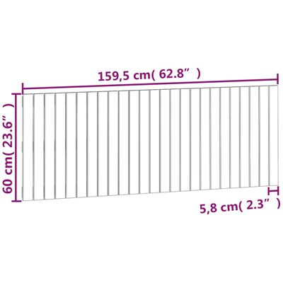 vidaXL Tăblie de pat pentru perete, alb, 159,5x3x60 cm, lemn masiv pin