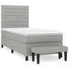 vidaXL Pat box spring cu saltea, gri deschis, 90x190 cm, textil