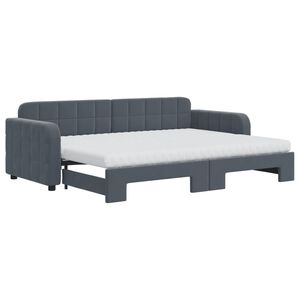 vidaXL Pat de zi cu extensie și saltele gri &icirc;nchis 80x200 cm catifea
