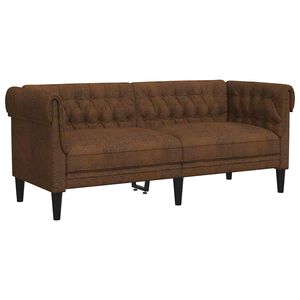 vidaXL Canapea Chesterfield cu 2 locuri, maro, material textil