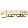 vidaXL Set de canapele de exterior cu pernă 5 pcs Natural și Crem