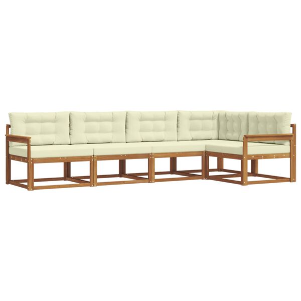 vidaXL Set de canapele de exterior cu pernă 5 pcs Natural și Crem