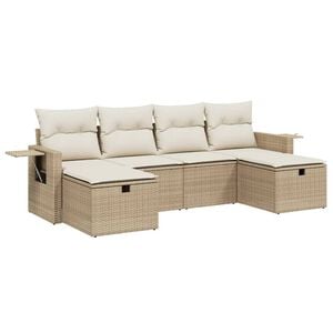 vidaXL Set canapele de grădină cu perne, 6 piese, bej, poliratan