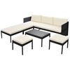 vidaXL Set mobilier de grădină cu perne, 6 piese, negru, poliratan