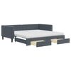 vidaXL Pat de zi cu extensie și sertare gri &icirc;nchis 100x200cm catifea