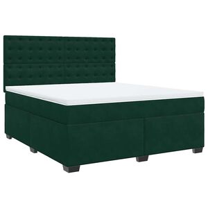 vidaXL Pat box spring cu saltea, verde &icirc;nchis, 180x200 cm, catifea