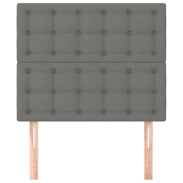 vidaXL Tăblie de pat gri &icirc;nchis 80x5x118/128 cm, material textil