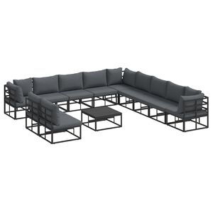 vidaXL Set de canapele pentru grădină 12 buc. Negru Aluminiu