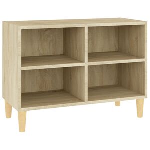 vidaXL Comodă TV, picioare lemn masiv, stejar sonoma, 69,5x30x50 cm