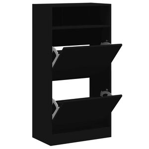 vidaXL Pantofar, negru, 60x34x116 cm, lemn compozit