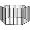 vidaXL Poartă pentru c&acirc;ini 6 pcs Negru 100 x 100 cm Oțel Galvanizat