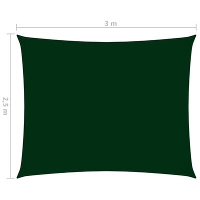 vidaXL Parasolar verde închis 2,5x3 m țesătură oxford dreptunghiular