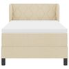 vidaXL Pat cu arcuri cu saltea cu headboard Crem 90 x 200 cm țesătură