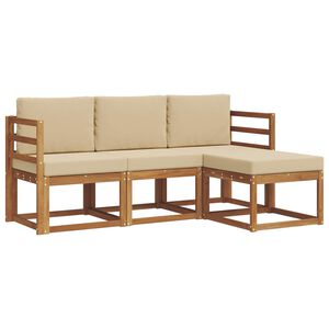 vidaXL Set de canapele de exterior cu pernă 4 pcs Natural și Bej