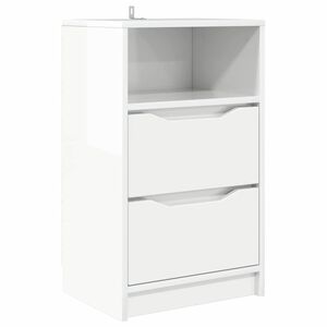 vidaXL Noptieră cu sertar Alb lucios 40 x 30 x 467 cm Lemn compozit