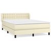 vidaXL Pat box spring cu saltea, crem, 140x200 cm, piele ecologică