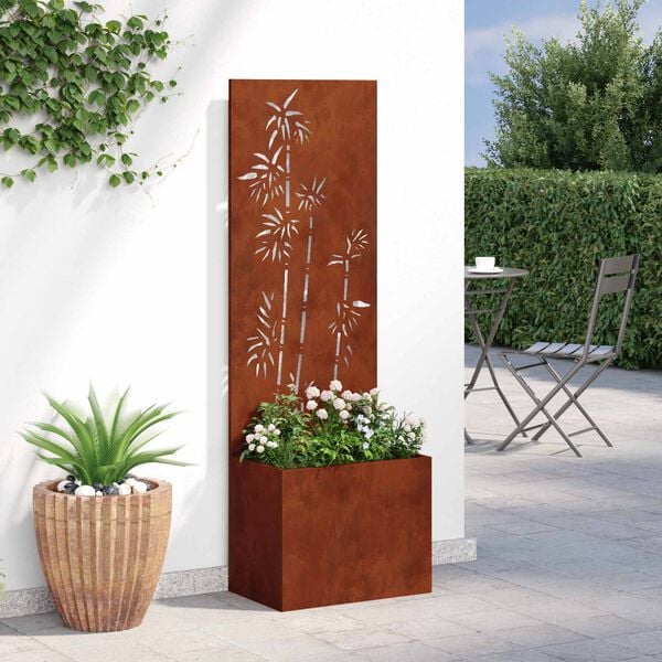 vidaXL Ecran de intimitate pentru grădină Floral Ruginit 50 x 150 cm