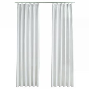vidaXL Draperii opace cu c&acirc;rlige, 2 buc., alb ivoriu, 140 x 175 cm