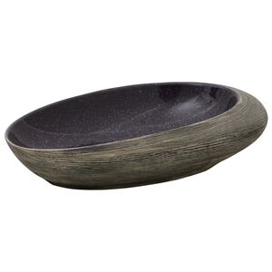 vidaXL Lavoar de blat, violet și gri, 59x40x14 cm, ceramică, oval
