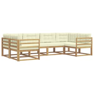 vidaXL Set de canapele de exterior cu pernă 6 pcs Alb și crem