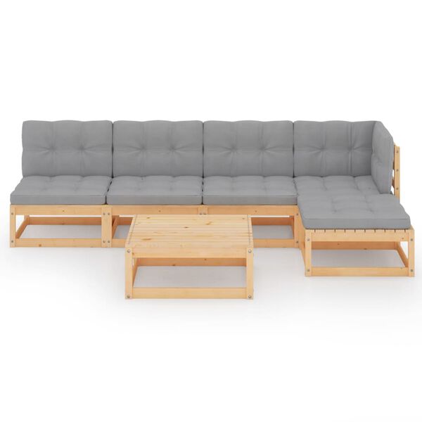 vidaXL Set mobilier de grădină cu perne, 6 piese, lemn masiv de pin