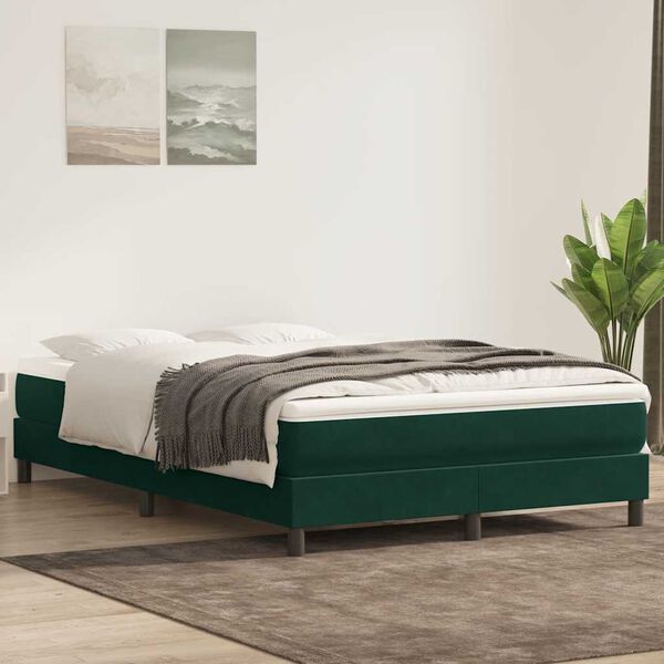 vidaXL Pat cu arcuri fără saltea verde &icirc;nchis 160x210 cm catifea
