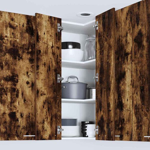 vidaXL Dulap suspendat cu ușă Stejar afumat și alb 57 x 57 x 100 cm