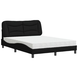 vidaXL Pat cu saltea, Hvar, negru, 140x200 cm, textil