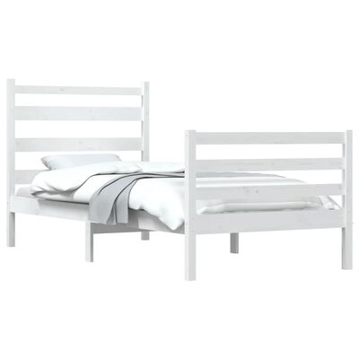 vidaXL Cadru de pat, 90x200 cm, lemn masiv de pin, alb