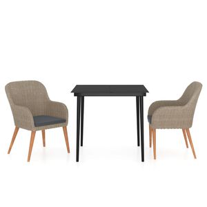 vidaXL Set mobilier de grădină cu perne, 3 piese, maro