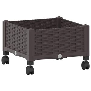 vidaXL Ghiveci de grădină cu roți Maro 40 x 40 x 29 cm PP