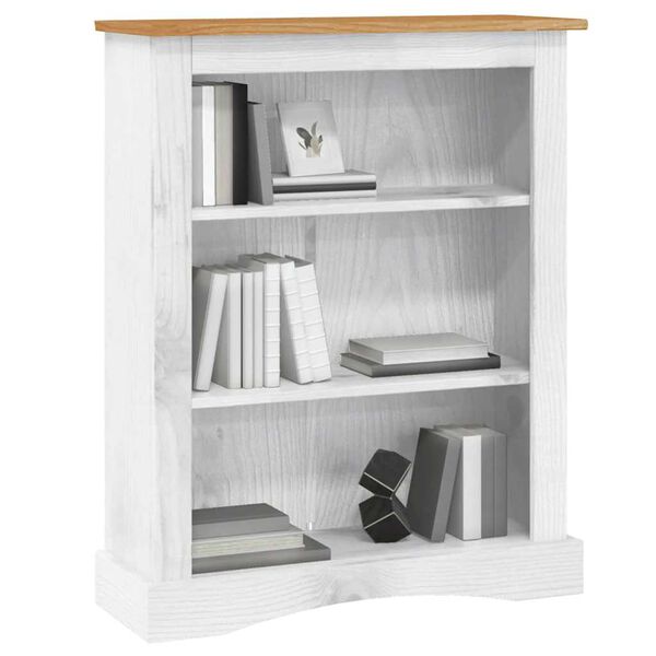 vidaXL Bibliotecă 3 rafturi stil mexican Corona, alb 81x29x100 cm, pin