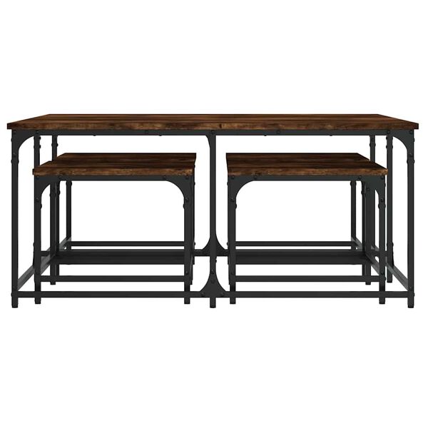 vidaXL Măsuțe suprapuse de cafea 5 buc, stejar fumuriu, lemn prelucrat