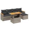 vidaXL Set mobilier grădină cu perne, 6 piese, gri, poliratan
