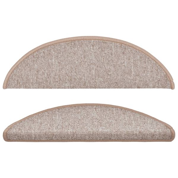 vidaXL Covorașe pentru scări, 15 buc., 56x17x3 cm, maro deschis, semirotunde