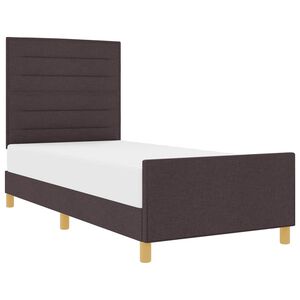 vidaXL Cadru de pat cu headboard Maro &icirc;nchis 90 x 190 cm țesătură